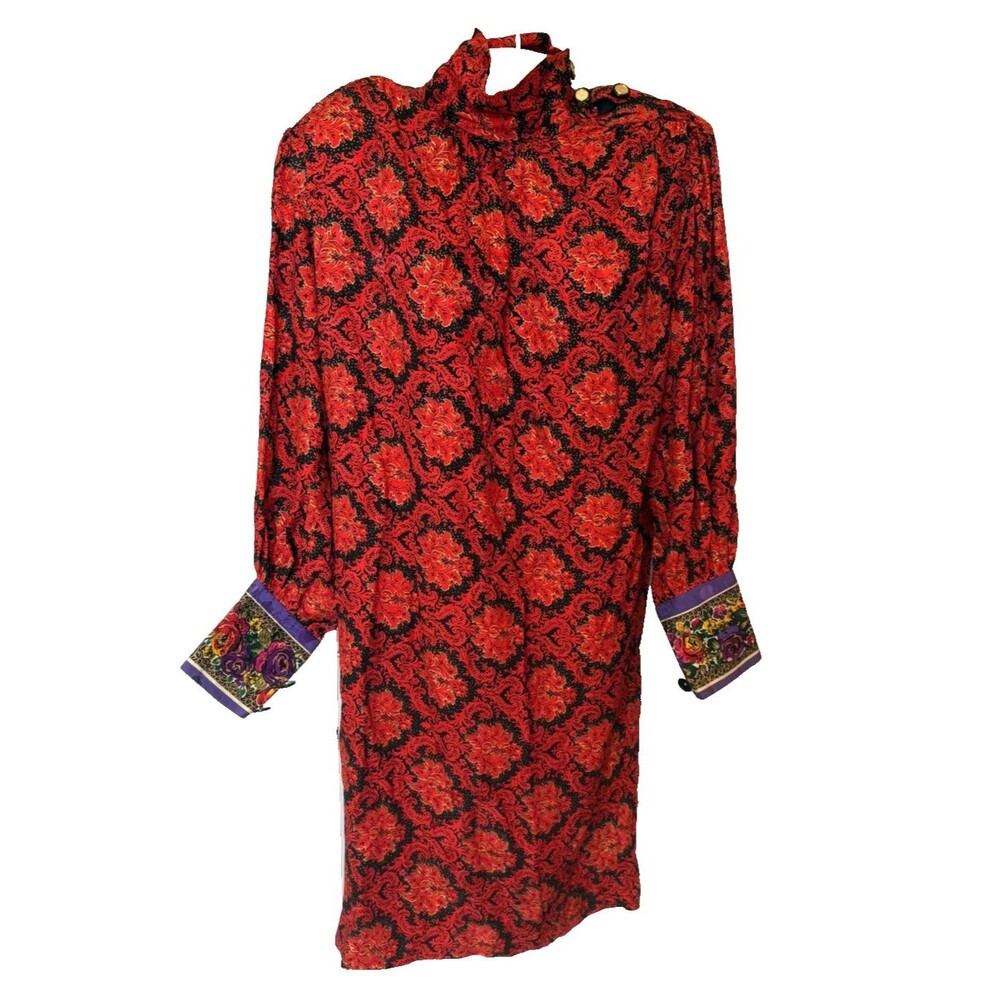 80/90s Saks Fifth Avenue 10 SILK Vintage Richie Freeman for Teri Jon Smock Dress - Picture 2 of 9